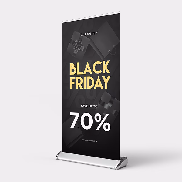 Retractable Banner printing Omaha Retractable banner with custom design for Omaha company used for black Friday sale event