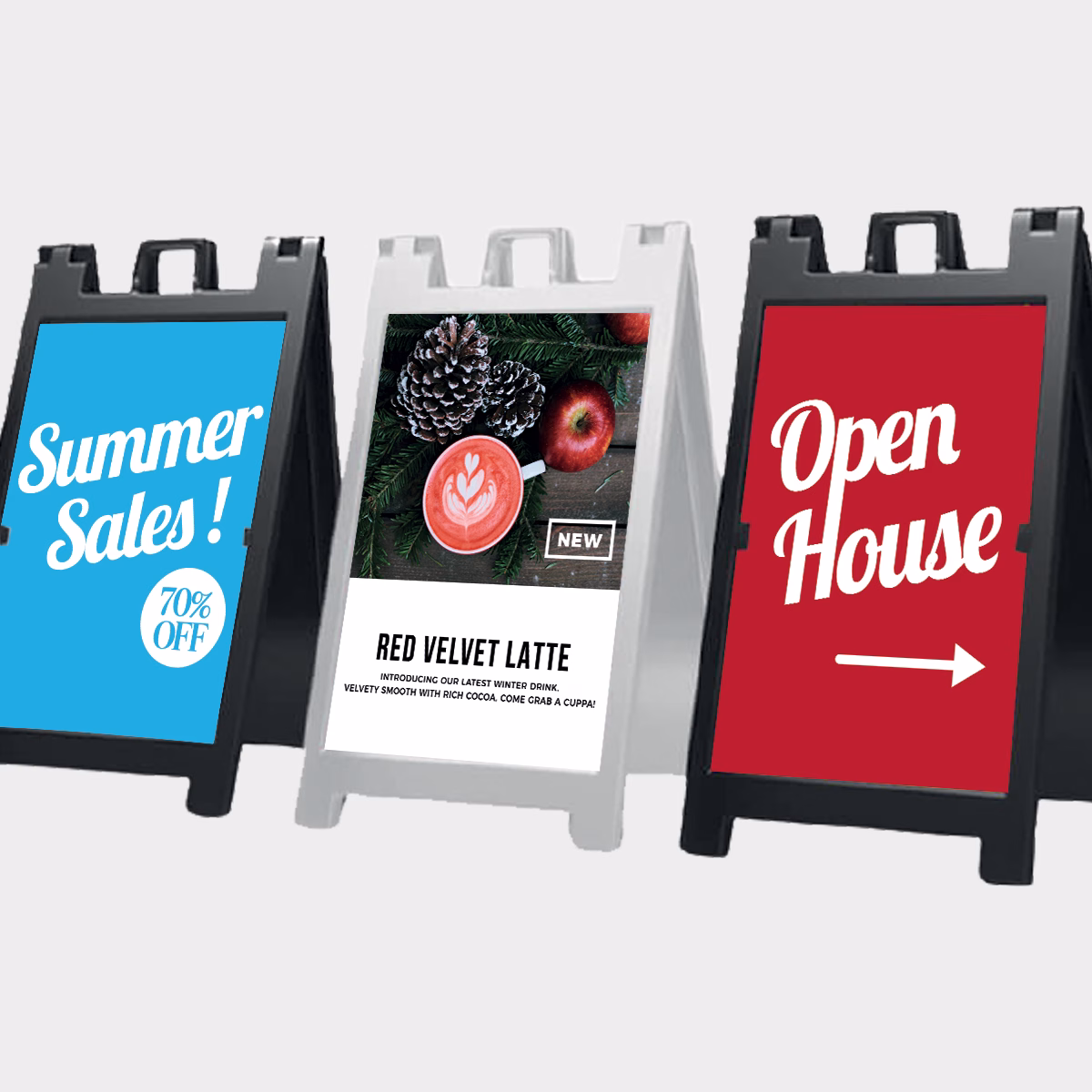Custom A-frame sign for Omaha shop with sidewalk placement